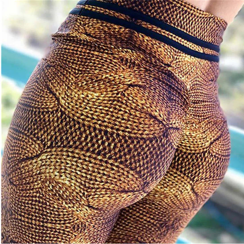 High Waist Mahogany Print Fitness Leggings